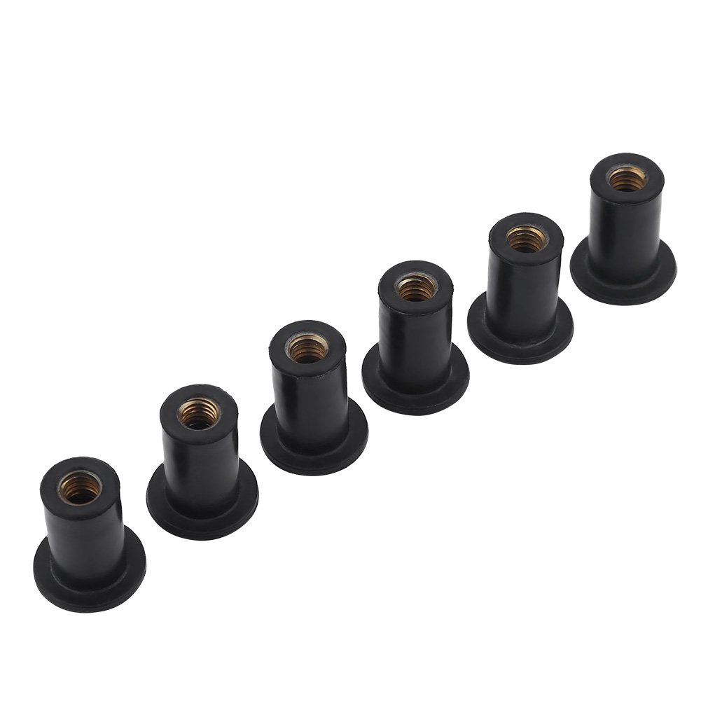 Dilwe Windshield Bolts, 6pc M5 Quality Rubber Well Nuts for Sealing Holes or Isolating Vibrations for Motorcycles Kayak Canoe Boats