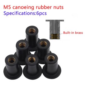 Dilwe Windshield Bolts, 6pc M5 Quality Rubber Well Nuts for Sealing Holes or Isolating Vibrations for Motorcycles Kayak Canoe Boats