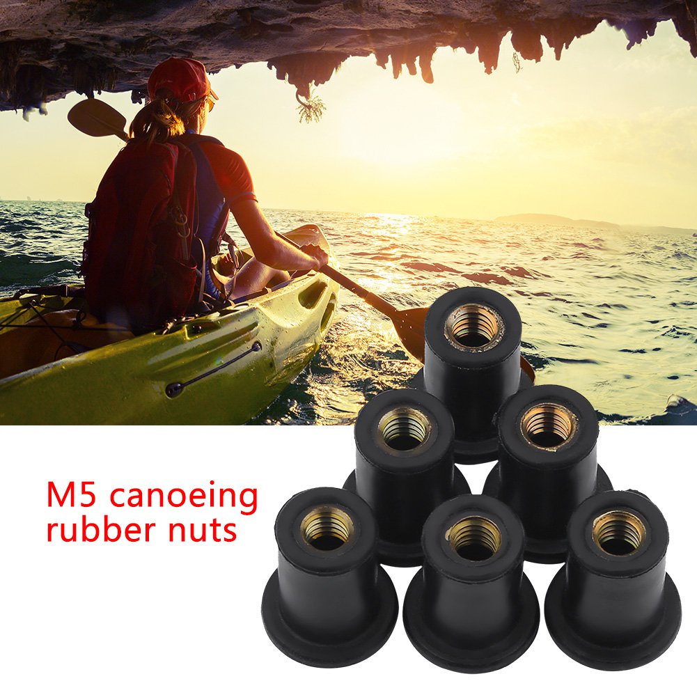 Dilwe Windshield Bolts, 6pc M5 Quality Rubber Well Nuts for Sealing Holes or Isolating Vibrations for Motorcycles Kayak Canoe Boats