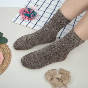 Loritta 5 Pairs Womens Wool Socks Thick Knit Vintage Winter Warm Cozy Crew Socks Gifts,Multicolor 021a