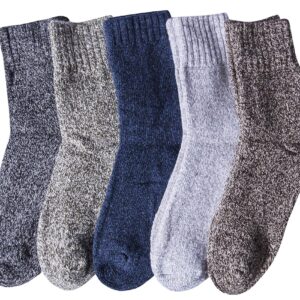 Loritta 5 Pairs Womens Wool Socks Thick Knit Vintage Winter Warm Cozy Crew Socks Gifts,Multicolor 021a