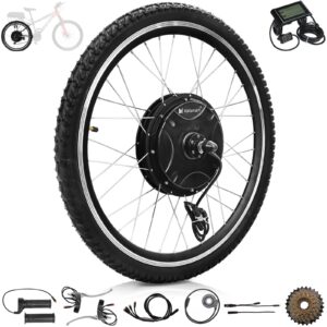 Voilamart 26" Waterproof Ebike Conversion Kit 48V 1500W LCD Display E-Bike 135MM Rear Hub Motor Wheel Built-in Controller Electric Bike Conversion Kit 750W Restricted (135mm Dropout Rear Wheel Kit)