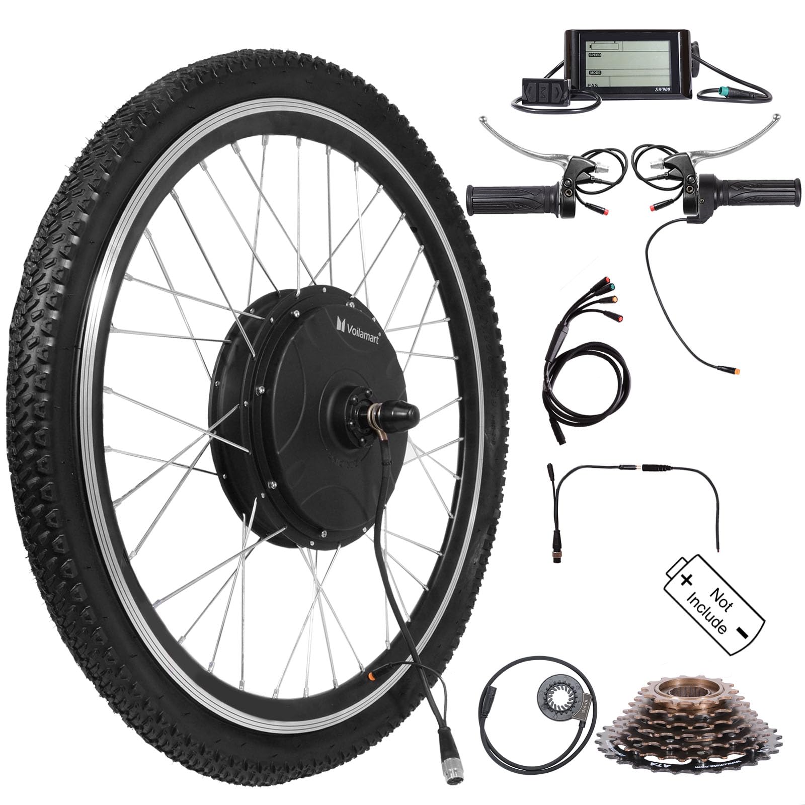 Voilamart 26" Waterproof Ebike Conversion Kit 48V 1500W LCD Display E-Bike 135MM Rear Hub Motor Wheel Built-in Controller Electric Bike Conversion Kit 750W Restricted (135mm Dropout Rear Wheel Kit)