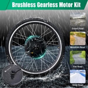 Voilamart 26" Waterproof Ebike Conversion Kit 48V 1500W LCD Display E-Bike 135MM Rear Hub Motor Wheel Built-in Controller Electric Bike Conversion Kit 750W Restricted (135mm Dropout Rear Wheel Kit)