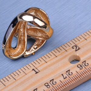 Alilang Black Enamel Body Purple Crystal Rhinestone Serpent Snake Fashion Sized Ring, Size 6