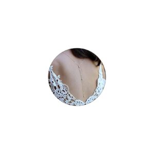 olbye back necklace pearl backdrop necklaces body chain jewelry for women bridal jewelry (silver)