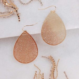 Gold Dangle Earrings For Women - Gold Leaf Earrings For Women, Womens Earrings Dangling, Dangly Earrings, Gold Drop Earrings for Women, Leaf Gold Earrings for Women Dangle, Gold-Tone Boho Earrings