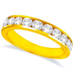 2.5 carat (ctw) 14k yellow gold round diamond ladies channel set half-way semi-eternity wedding anniversary stackable ring band value collection