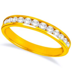 1 carat (ctw) 14k yellow gold round diamond ladies channel set half-way semi-eternity wedding anniversary stackable ring band value collection