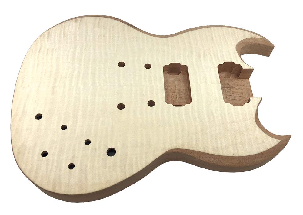 Solo SG Style DIY Guitar Kit, Basswood Body, Flamed Maple Top