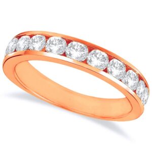 2 carat (ctw) 14k rose gold round diamond ladies channel set half-way semi-eternity wedding anniversary stackable ring band value collection