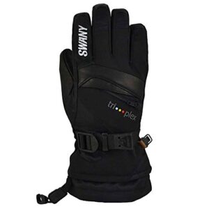 swany junior x-change sports moisture-wicking quick-drying warm durable flexible leather winter gloves, black, small