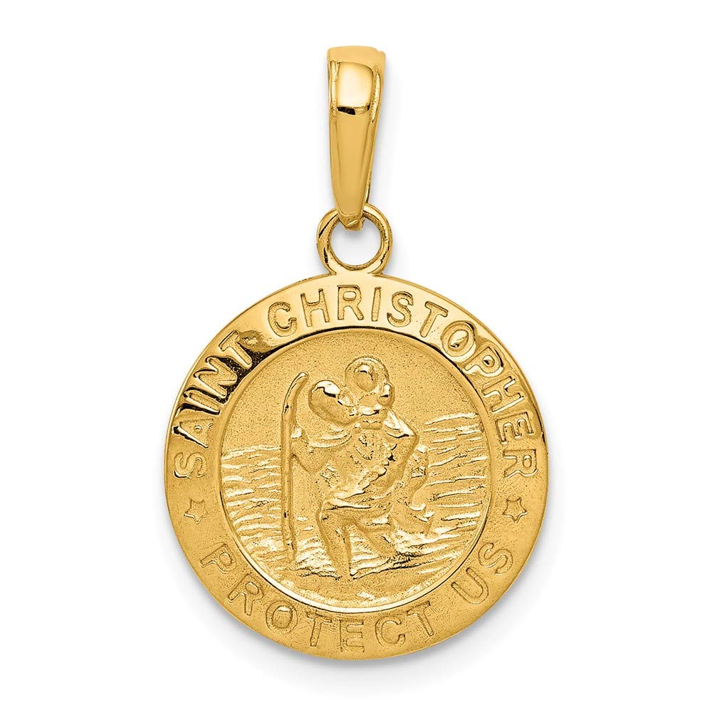 FB JEWELS Solid 14K Yellow Gold Saint Christopher Medal Charm (0.59 x 0.87 Inches)