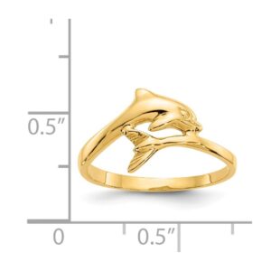 FB Jewels Solid 14K Yellow Gold Dolphin Ring Size 4