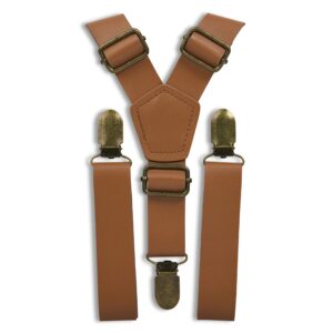 london jae apparel suspenders for men (brass clips, caramel)