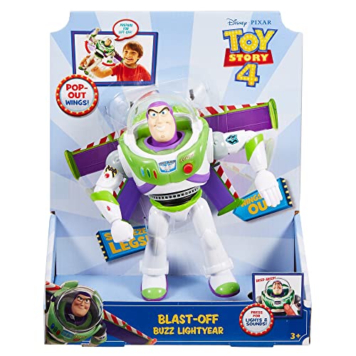 Disney Pixar Toy Story 4 Blast-Off Buzz Lightyear Figure, 7 in / 17.78 cm-Tall, with Lights, Phrases, Sounds and Pop-Out Wings, Gift for Kids 3 Years and Older [Amazon Exclusive]