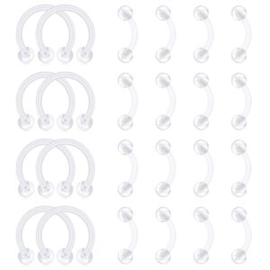 fectas retainers for cartilage helix daith tragus earrins nose lip eyebrow rings clear bioflex 16g 5/16"