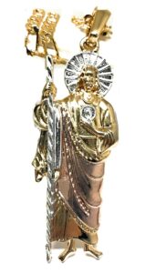 big saint jude pendant necklace figaro 26" san judas tadeo xl tres colores medalla con oro laminado