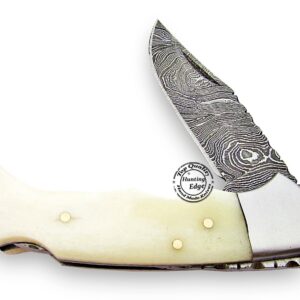 Hunting Edge Camel Bone 6.5'' 100% Handmade Damascus Steel Folding Pocket Knife 100% Prime Quality