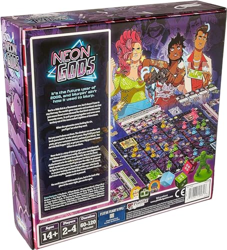 Neon Gods Board Game - Join a Dystopian Street Gang! Cyberpunk Sci-Fi Adventure Game, Strategy Game for Kids & Adults, Ages 14+, 2-4 Players, 30-120 Min Playtime, Made by Plaid Hat Games