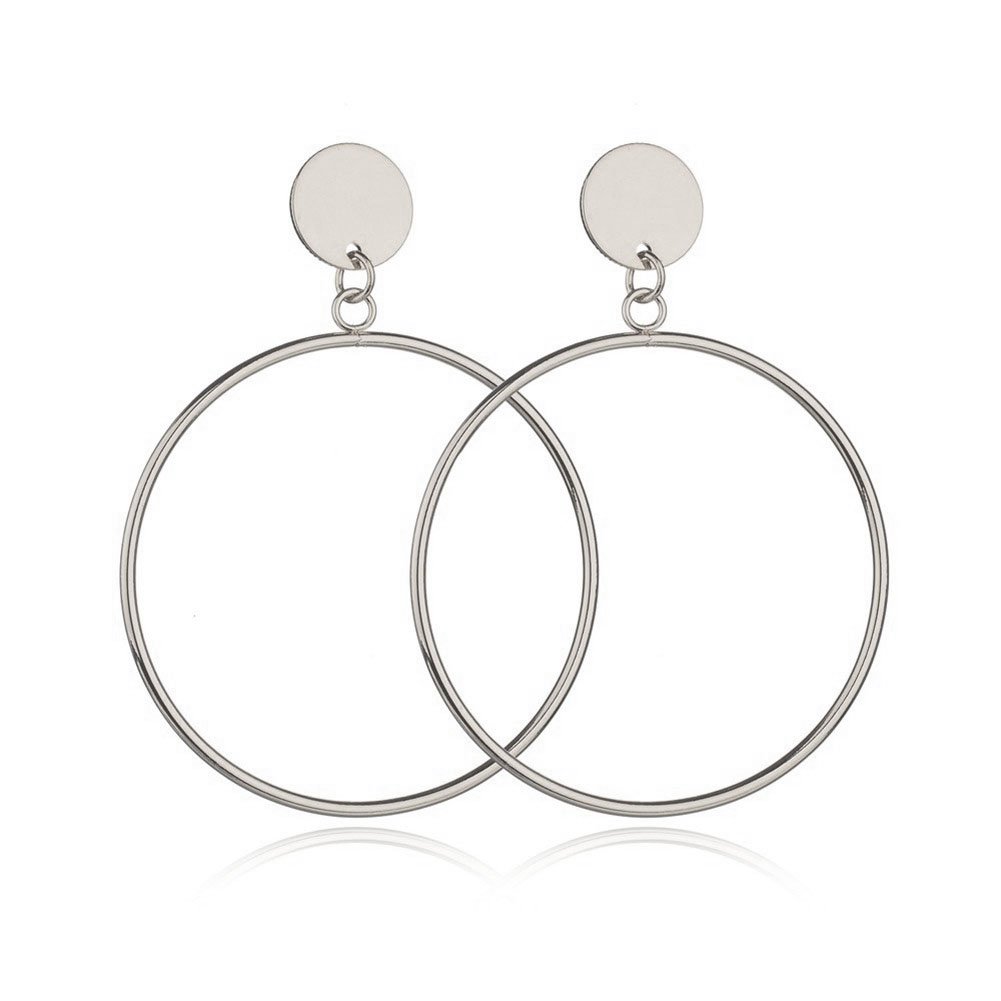 Geometric Double Circle Round Stud Earrings Women's Lucky Number 8 Shape Hollow Big Hoop Earrings