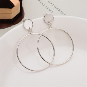 Geometric Double Circle Round Stud Earrings Women's Lucky Number 8 Shape Hollow Big Hoop Earrings