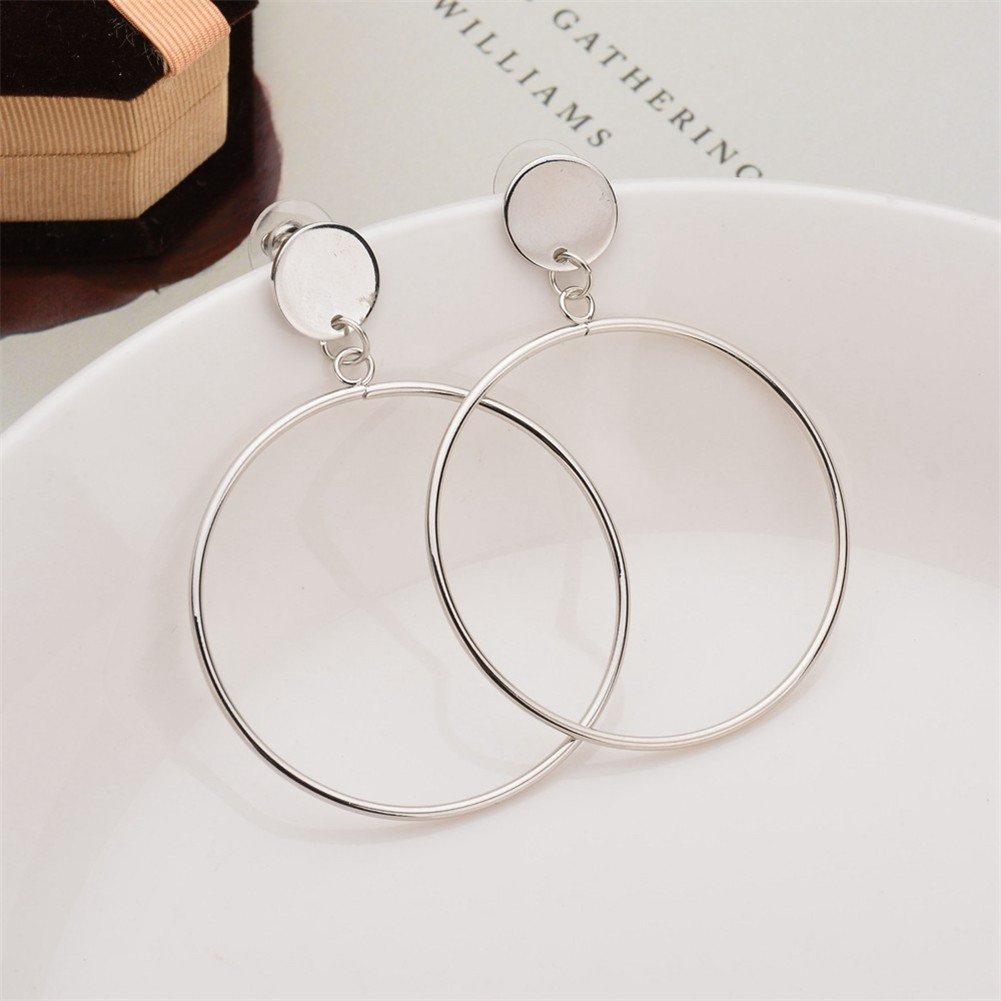 Geometric Double Circle Round Stud Earrings Women's Lucky Number 8 Shape Hollow Big Hoop Earrings