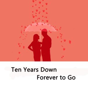 FEELMEM 10th Anniversary Present Ten Years Down Forever To Go Couples Puzzle Keychain Set 10 Years Anniversary Key Chain