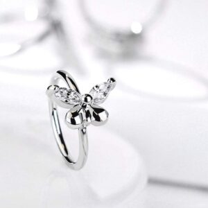 20GA CZ Butterfly Bendable Nose, Cartilage Hoop Ring (Silver)