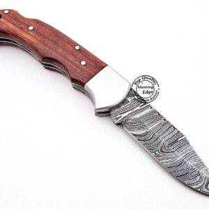 Hunting Edge Rose Wood 6.5'' 100% Handmade Damascus Steel Folding Pocket Knife 100% Prime Quality