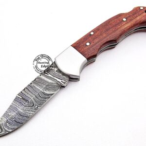 Hunting Edge Rose Wood 6.5'' 100% Handmade Damascus Steel Folding Pocket Knife 100% Prime Quality