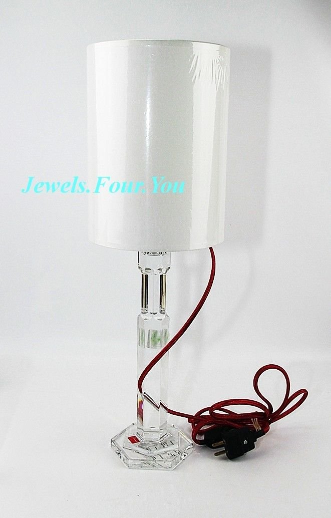 BACCARAT 20" X 6 1/4" Abysse LAMP White Shade RED Wire Made in France