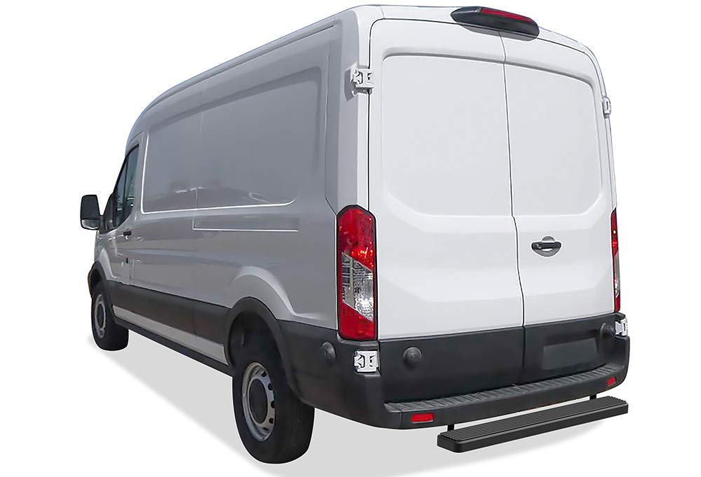 APS Rear Step Bar 5 inches Matte Black Compatible with Ford Transit 2015-2024 Full Size Van (Exclude 2022-2024 E-Transit) (Nerf Bars Side Steps Side Bars)