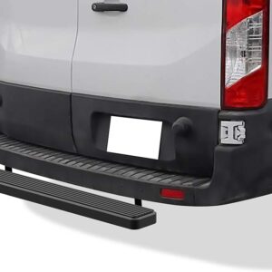 APS Rear Step Bar 5 inches Matte Black Compatible with Ford Transit 2015-2024 Full Size Van (Exclude 2022-2024 E-Transit) (Nerf Bars Side Steps Side Bars)