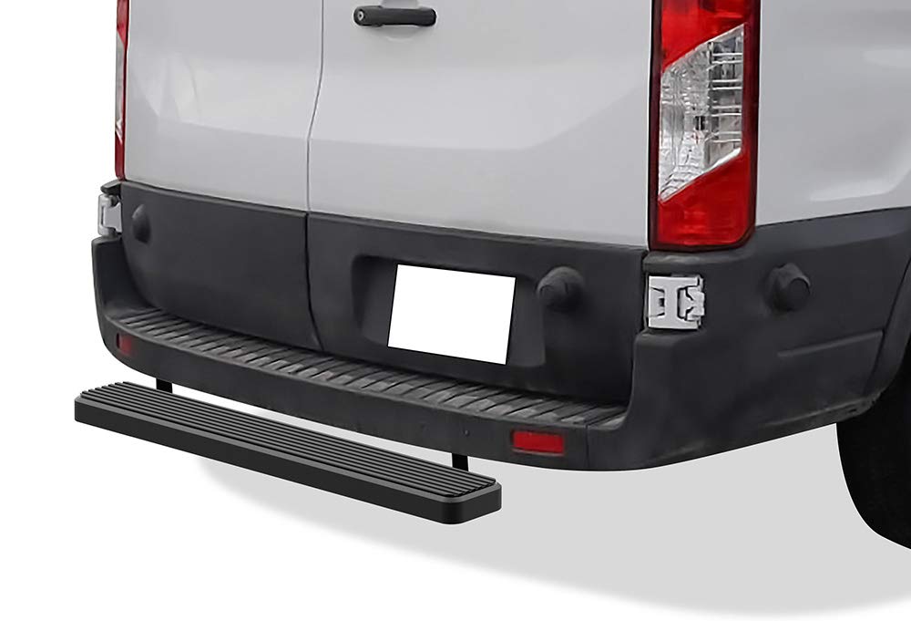 APS Rear Step Bar 5 inches Matte Black Compatible with Ford Transit 2015-2024 Full Size Van (Exclude 2022-2024 E-Transit) (Nerf Bars Side Steps Side Bars)