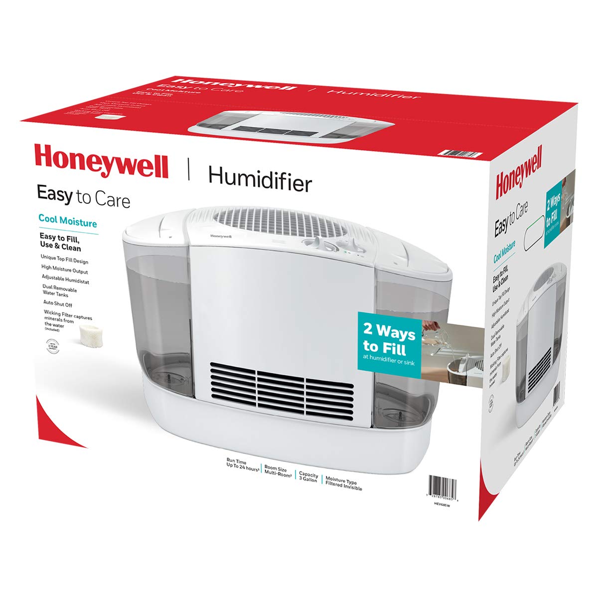 Honeywell PUR HEV685W Top Fill Console Humidifier, Large, White