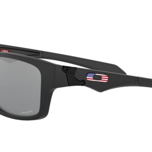 Oakley Men's OO9135 Jupiter Squared Rectangular Sunglasses, Matte Black USA Flag W/Prizm Black, 56 mm