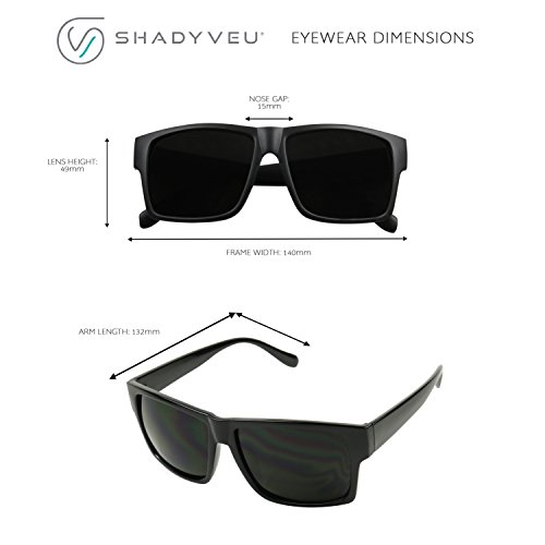 ShadyVEU - Super Extremely Dark Square Retro Flat Top 80's UV400 Eazy E Sunglasses (Matte Frame, Dark Black Lens)