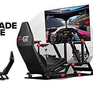 Next Level Racing F-GT Racing Simulator Cockpit. Formula and GT racing simulator cockpit compatible with Thrustmaster, Fanatec, Moza Racing on PC, Xbox and PS