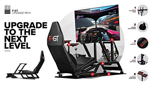 Next Level Racing F-GT Racing Simulator Cockpit. Formula and GT racing simulator cockpit compatible with Thrustmaster, Fanatec, Moza Racing on PC, Xbox and PS