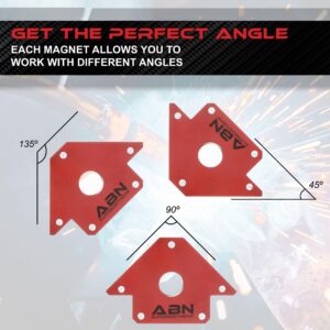 ABN Arrow Welding Magnet Fabrication Holder Set - 4pk 50lb Positioning Square Welding Table Magnet Clamps for 45, 90, 135 Degree Angles