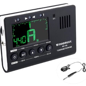 WINGO Digital Metronome, Tuner and Tone Generator - 3 in1 Device（Black)-for Chromatic, Guitar, Bass, Ukulele, Violin-Battery Included