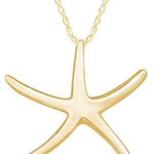 AFFY Starfish Pendant Necklace in 14K Yellow Gold Over Sterling Silver