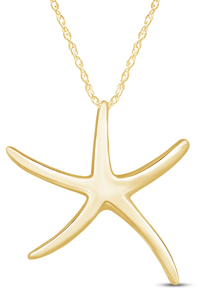 AFFY Starfish Pendant Necklace in 14K Yellow Gold Over Sterling Silver