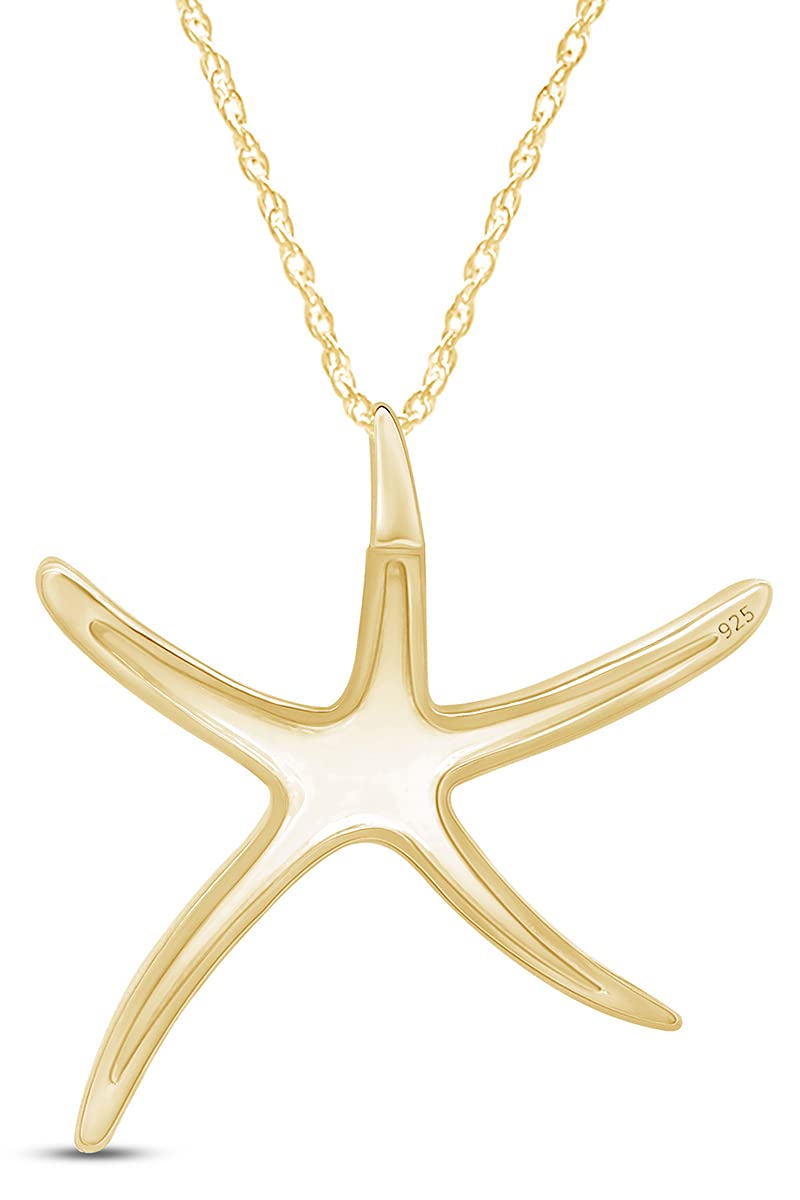 AFFY Starfish Pendant Necklace in 14K Yellow Gold Over Sterling Silver