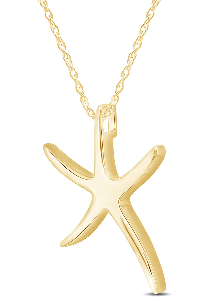 AFFY Starfish Pendant Necklace in 14K Yellow Gold Over Sterling Silver