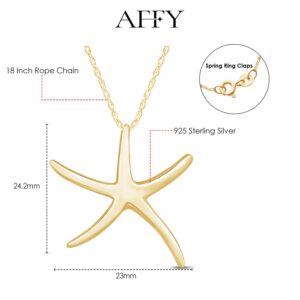 AFFY Starfish Pendant Necklace in 14K Yellow Gold Over Sterling Silver