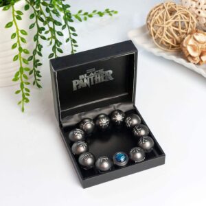 Black Panther Kimoyo Blue Bead Bracelet | Premium Movie Prop Replica | Officially Licensed Marvel Merchandise | Superhero Collectible Accessory Perfect For Collecting, Halloween Costumes, Cosplay