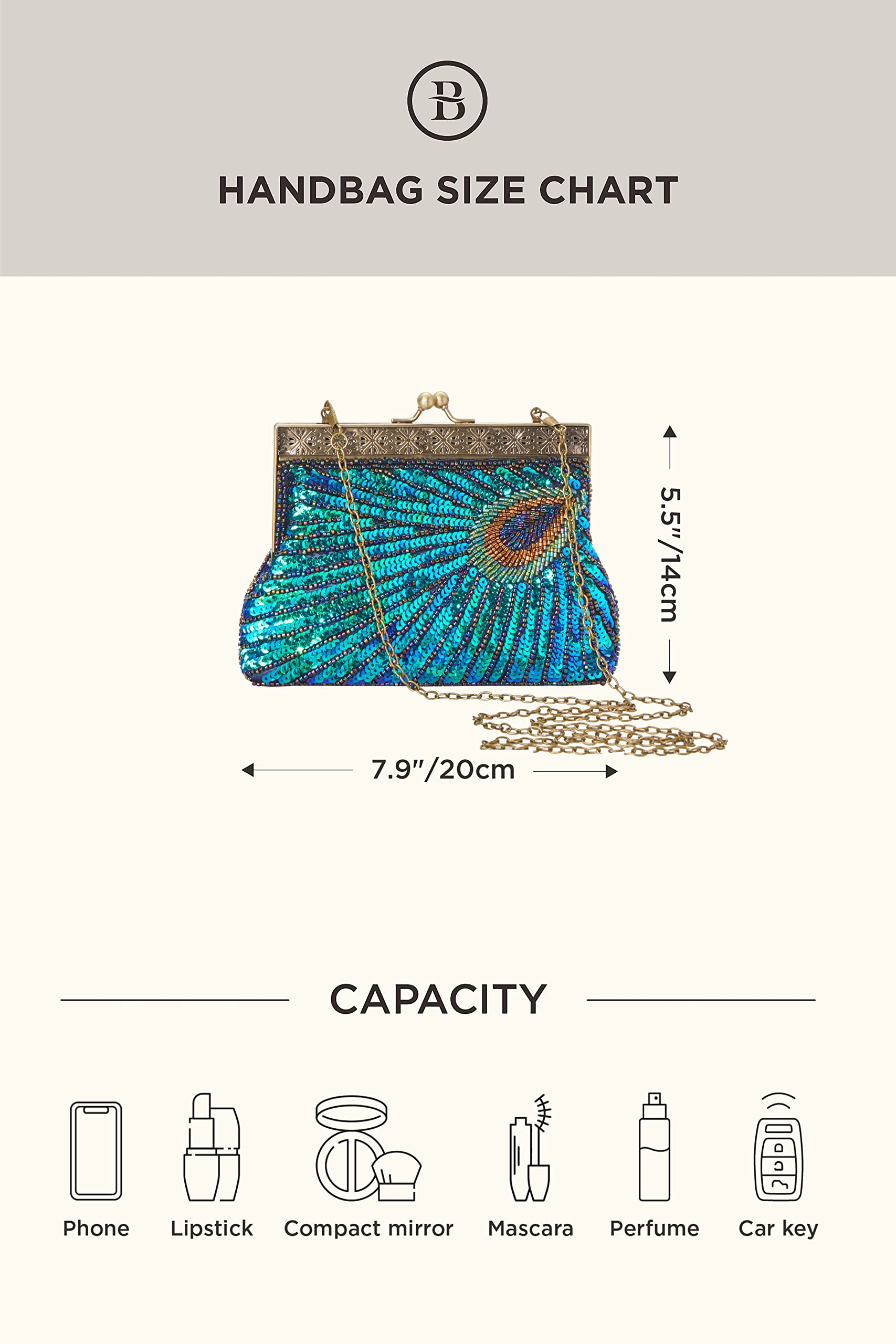 BABEYOND 1920s Flapper Peacock Clutch Gatsby Sequined Handbag Roaring 20s Evening Clutch Beaded Bag 1920s Gatsby Costume Accessories (Style 2)