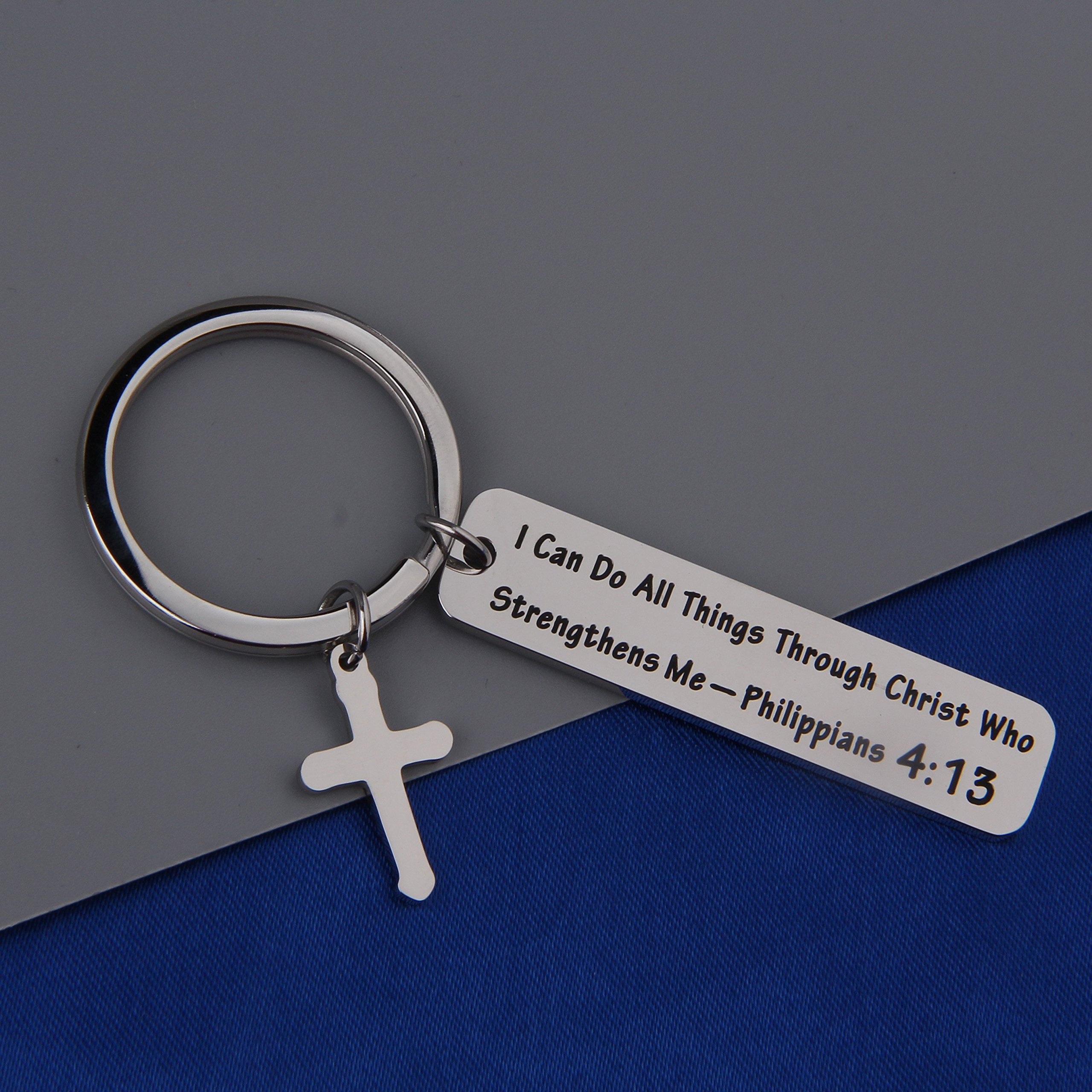 FEELMEM I Can Do All Things Through Christ Who Strengthens Me Philippians 4:13 Keychain Religious Jewelry Christian Gifts(Keychain)